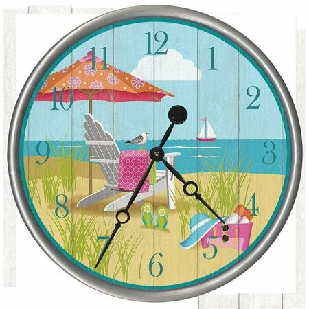 DIARIO 23 in. Vibrant Day at the Beach Wall Clock DI3670139